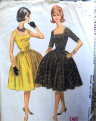 5729 1960 FLARE SWING DRESS SLVS OR NOT,PETTICOAT PATTERN 18 38